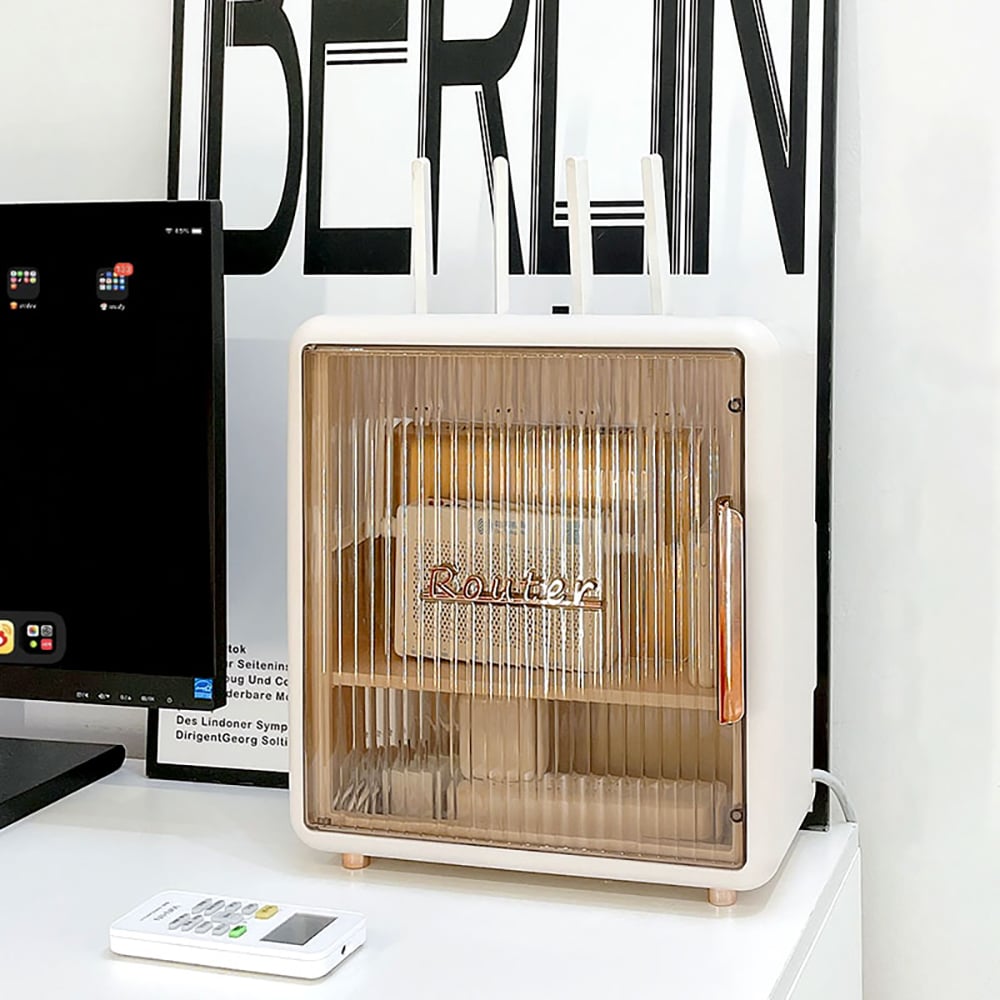 HMR - Morden White Mount & Desktop Router Box Cable Management Decorative Storage Shelf