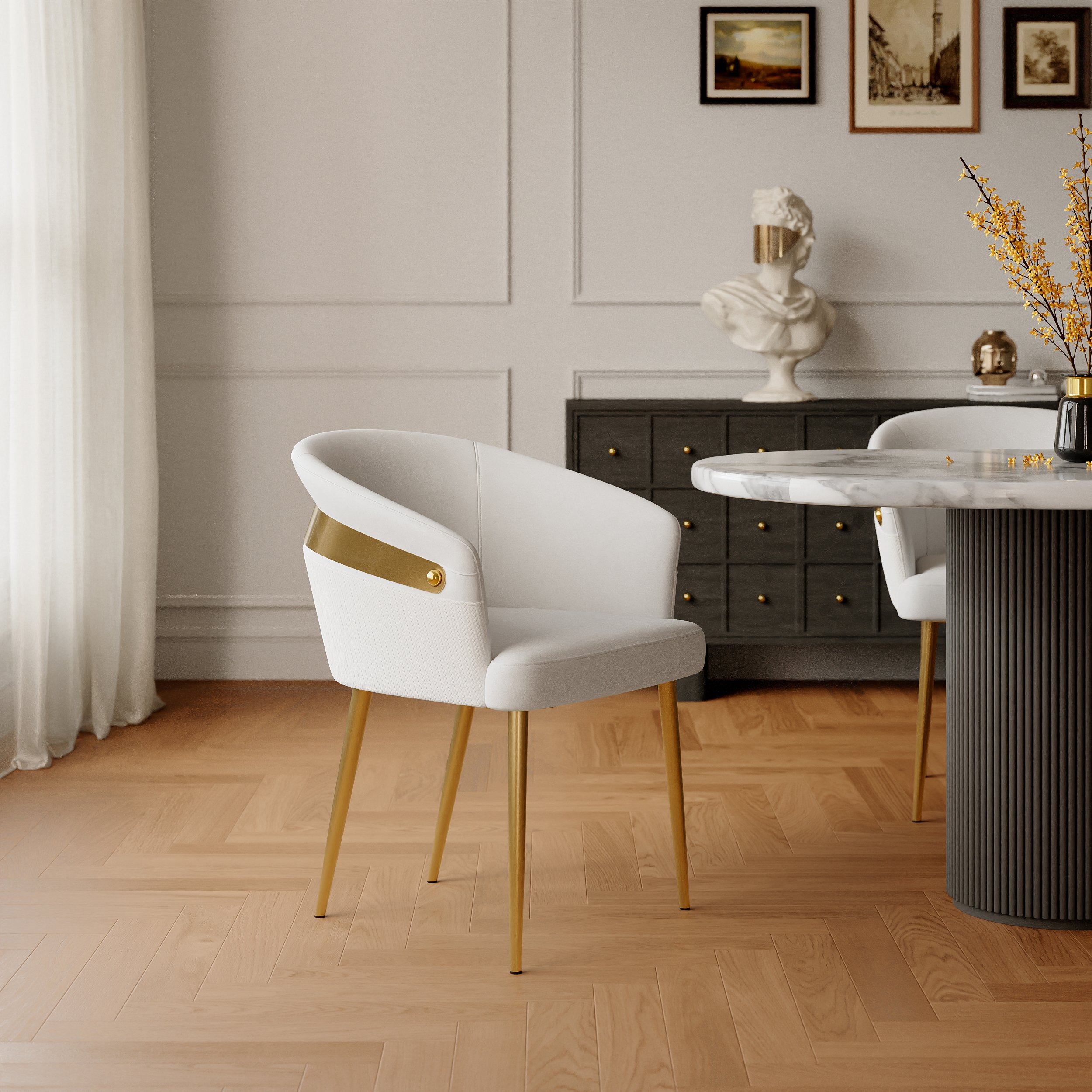 HMR - Modern Dining Chair with PU Leather Upholstery