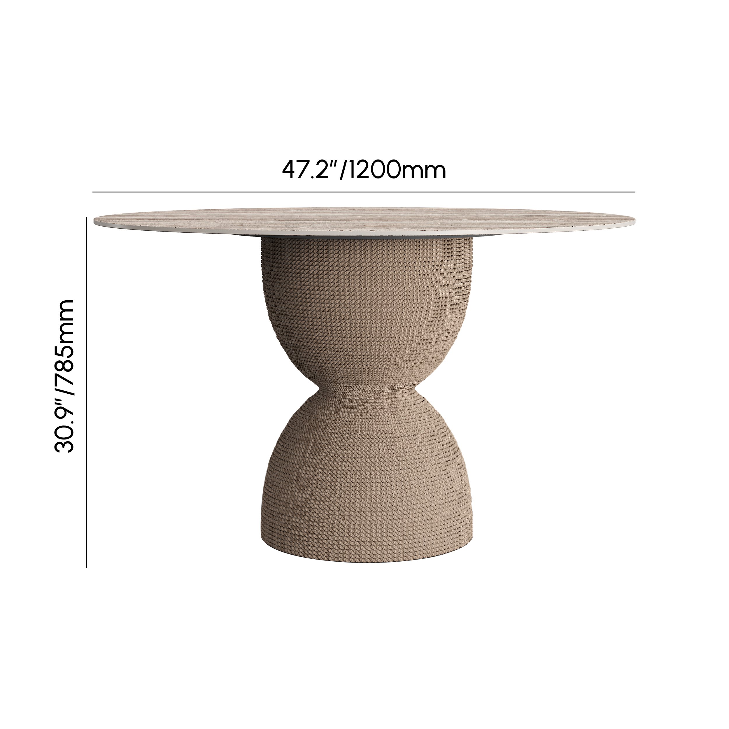HMR - 47.2" Modern Style Round Sintered Stone Dining Table Seats 4-6 People