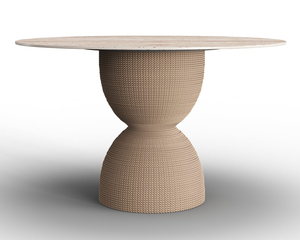 HMR - 47.2" Modern Style Round Sintered Stone Dining Table Seats 4-6 People