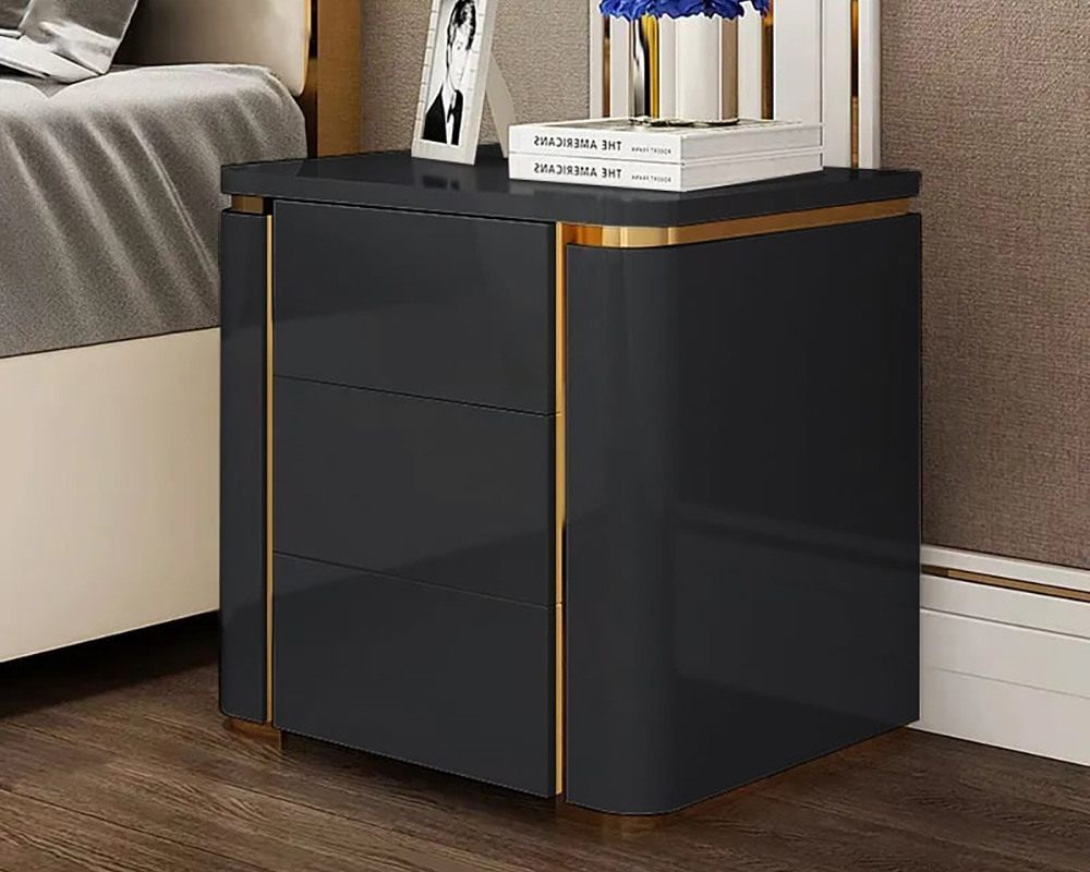HMR - Modern Luxury Square Nightstand with 3 Drawers