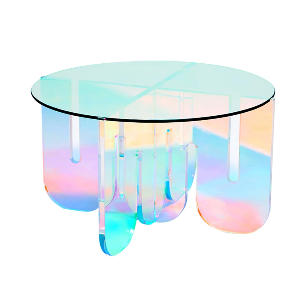 HMR - Iridescent Transparent Acrylic Modern Design Fashionable Round Coffee Table