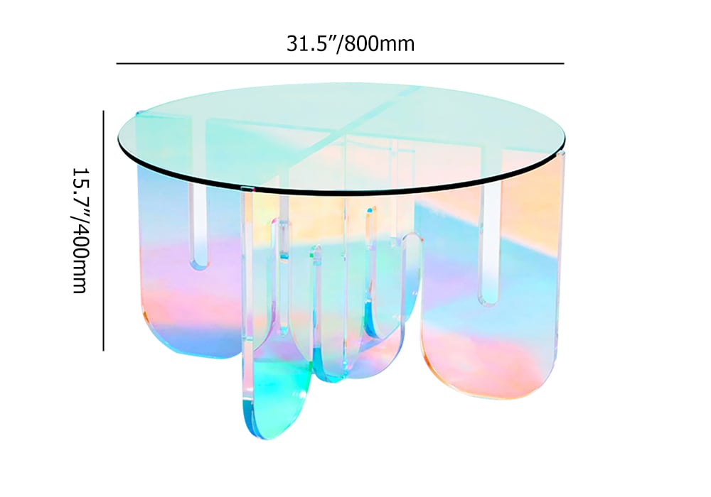 HMR - Iridescent Transparent Acrylic Modern Design Fashionable Round Coffee Table