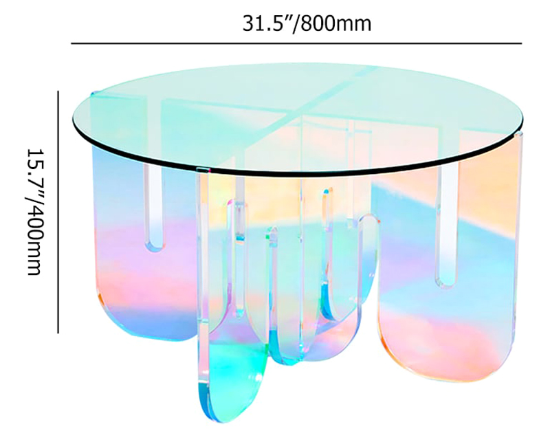 HMR - Iridescent Transparent Acrylic Modern Design Fashionable Round Coffee Table
