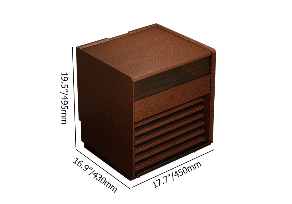 HMR Modern Walnut Nightstand with Light Wood Bedside Table with 2 Drawers - Walnut, Single