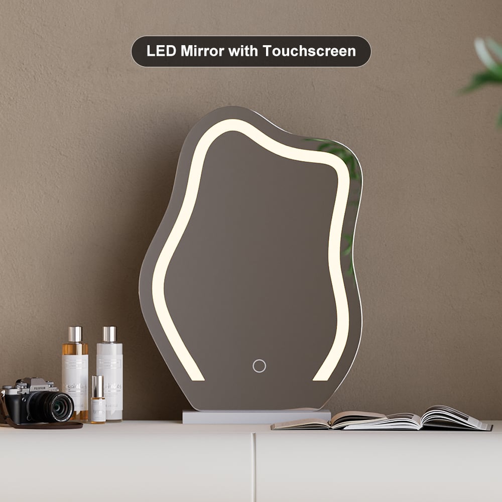 HMR - Humply Leather Makeup Vanity Set with Mirror & Lights (40"-53")