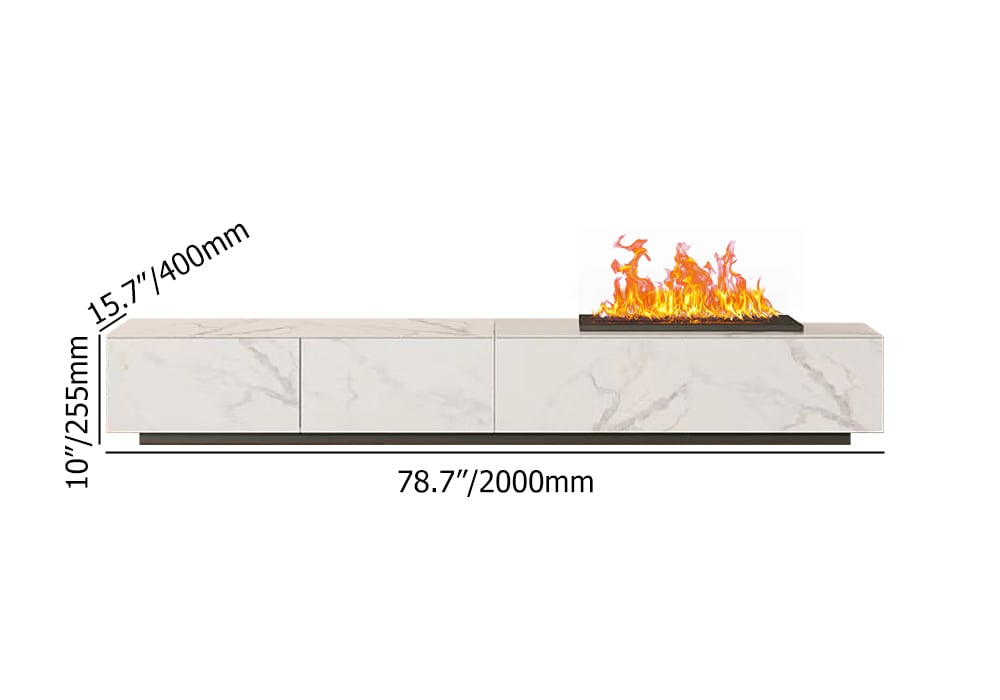 HMR Sintered Stone Electric Fireplace Humidifier TV Stand & 39" Coffee Table Set - White, 78.7"W x 15.7"D x 10"H