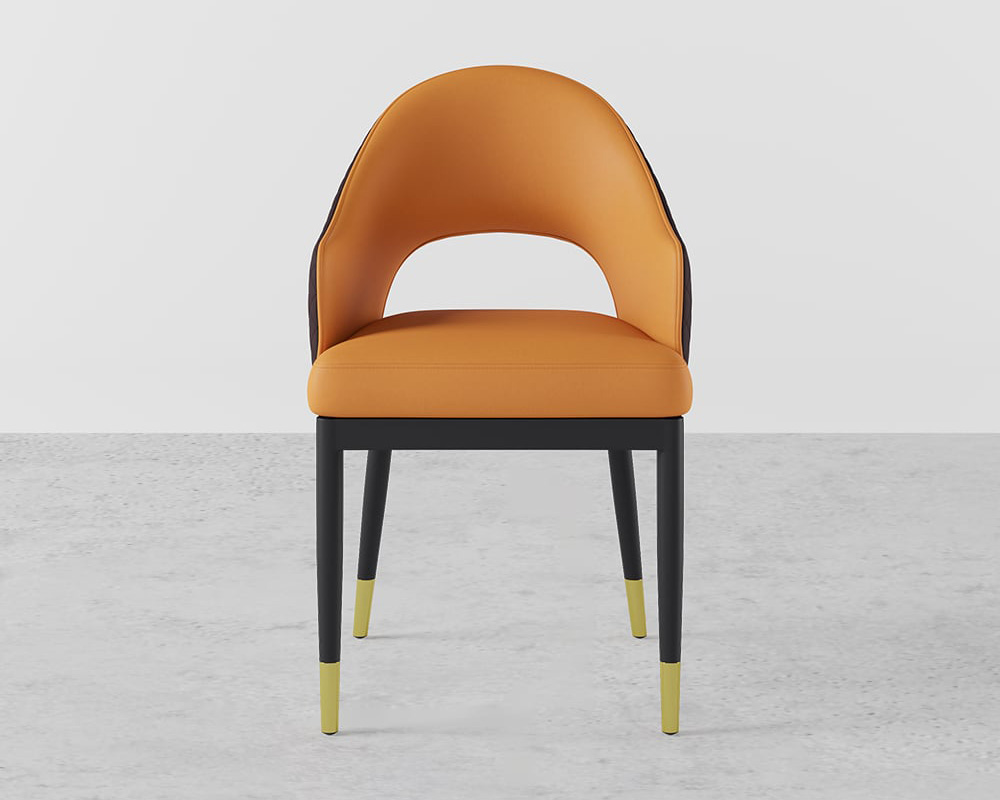 HMR Modern Dining Chair with PU Leather Upholstery (Set of 2) - Orange/Coffee