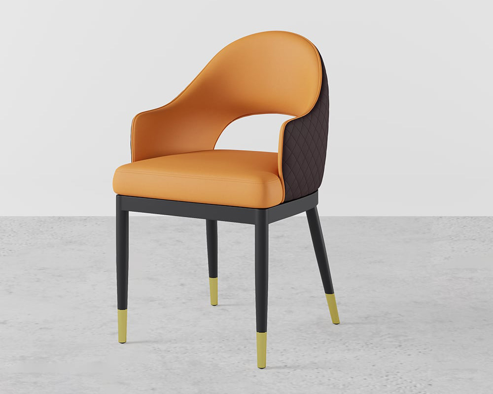 HMR Modern Dining Chair with PU Leather Upholstery (Set of 2) - Orange/Coffee