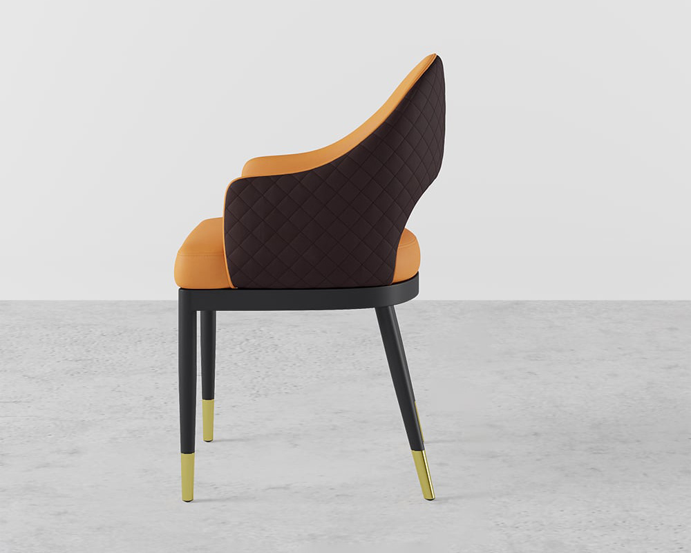 HMR Modern Dining Chair with PU Leather Upholstery (Set of 2) - Orange/Coffee