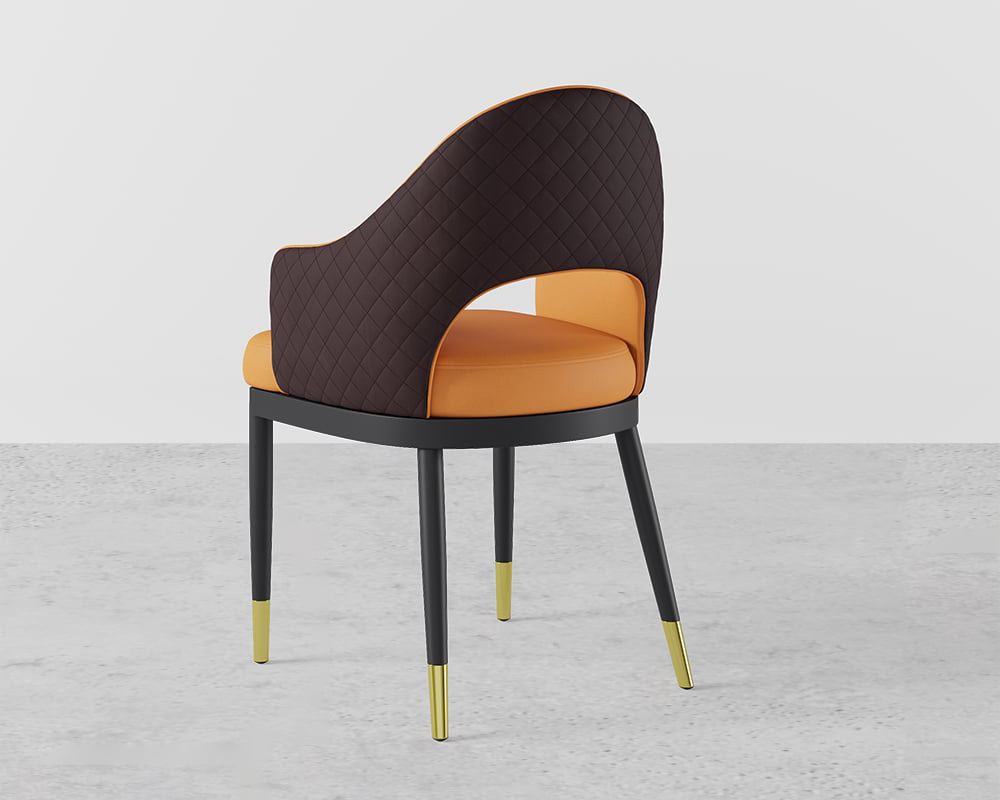 HMR Modern Dining Chair with PU Leather Upholstery (Set of 2) - Orange/Coffee