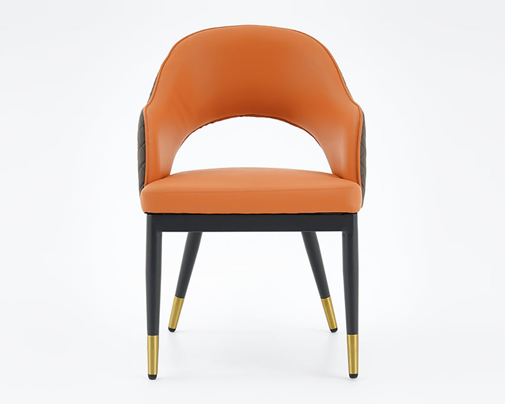 HMR Modern Dining Chair with PU Leather Upholstery (Set of 2) - Orange/Coffee