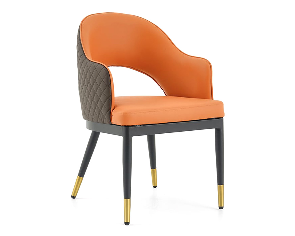 HMR Modern Dining Chair with PU Leather Upholstery (Set of 2) - Orange/Coffee