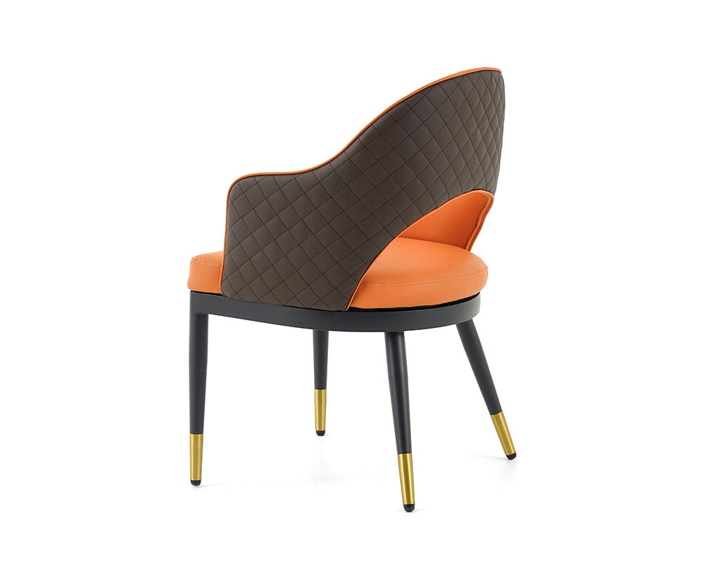 HMR Modern Dining Chair with PU Leather Upholstery (Set of 2) - Orange/Coffee