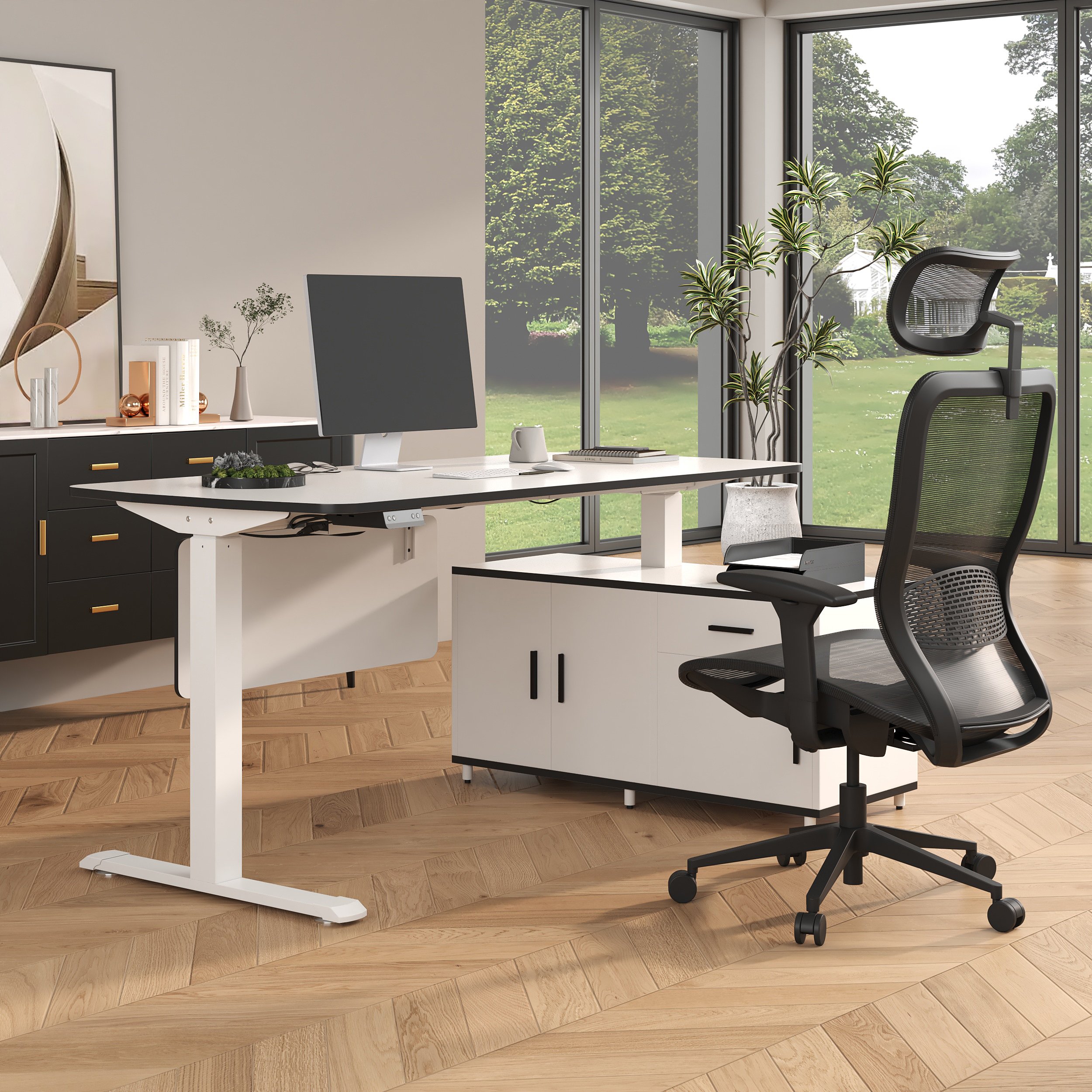 HMR - Ergonomic Adjustable High Back Black Office Desk Chair