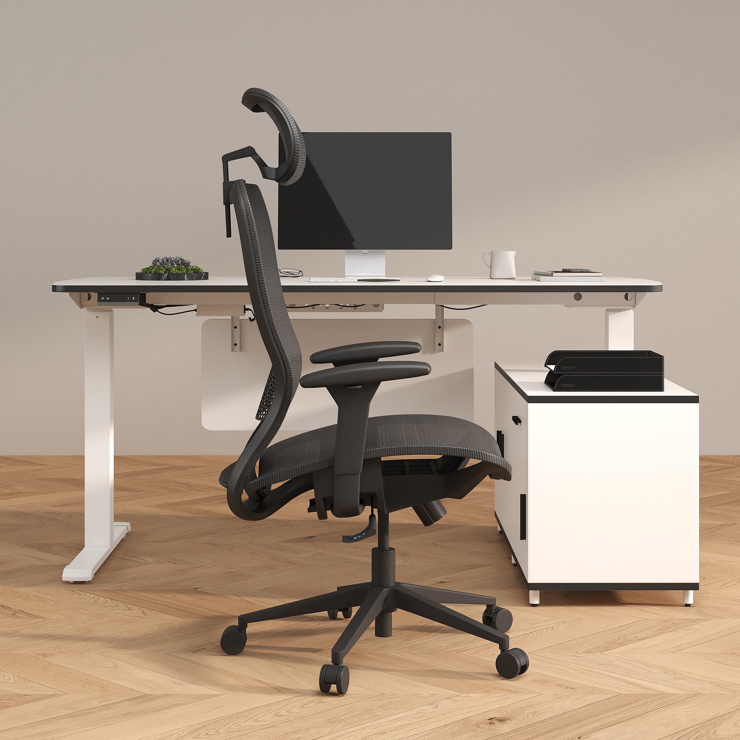 HMR - Ergonomic Adjustable High Back Black Office Desk Chair