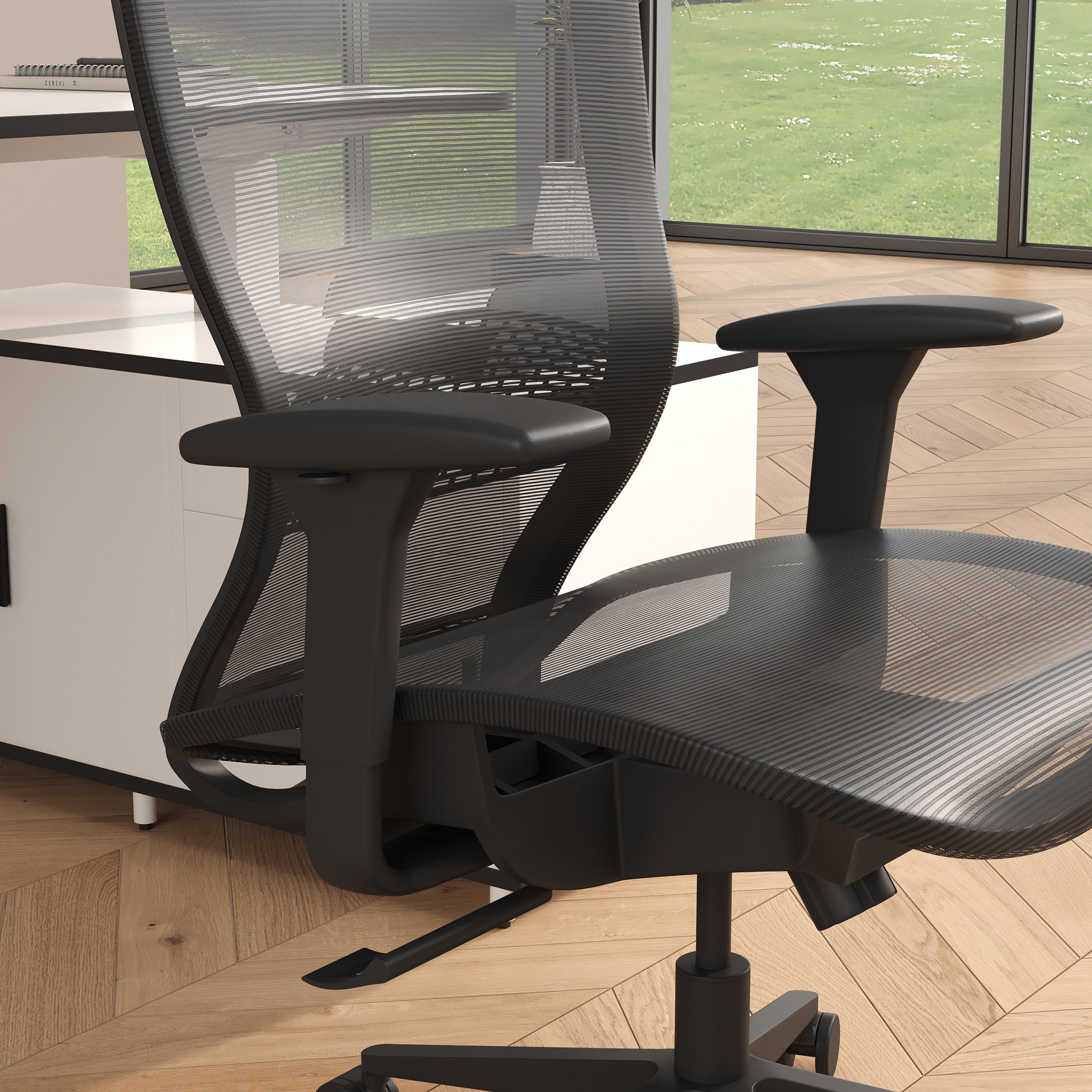 HMR - Ergonomic Adjustable High Back Black Office Desk Chair
