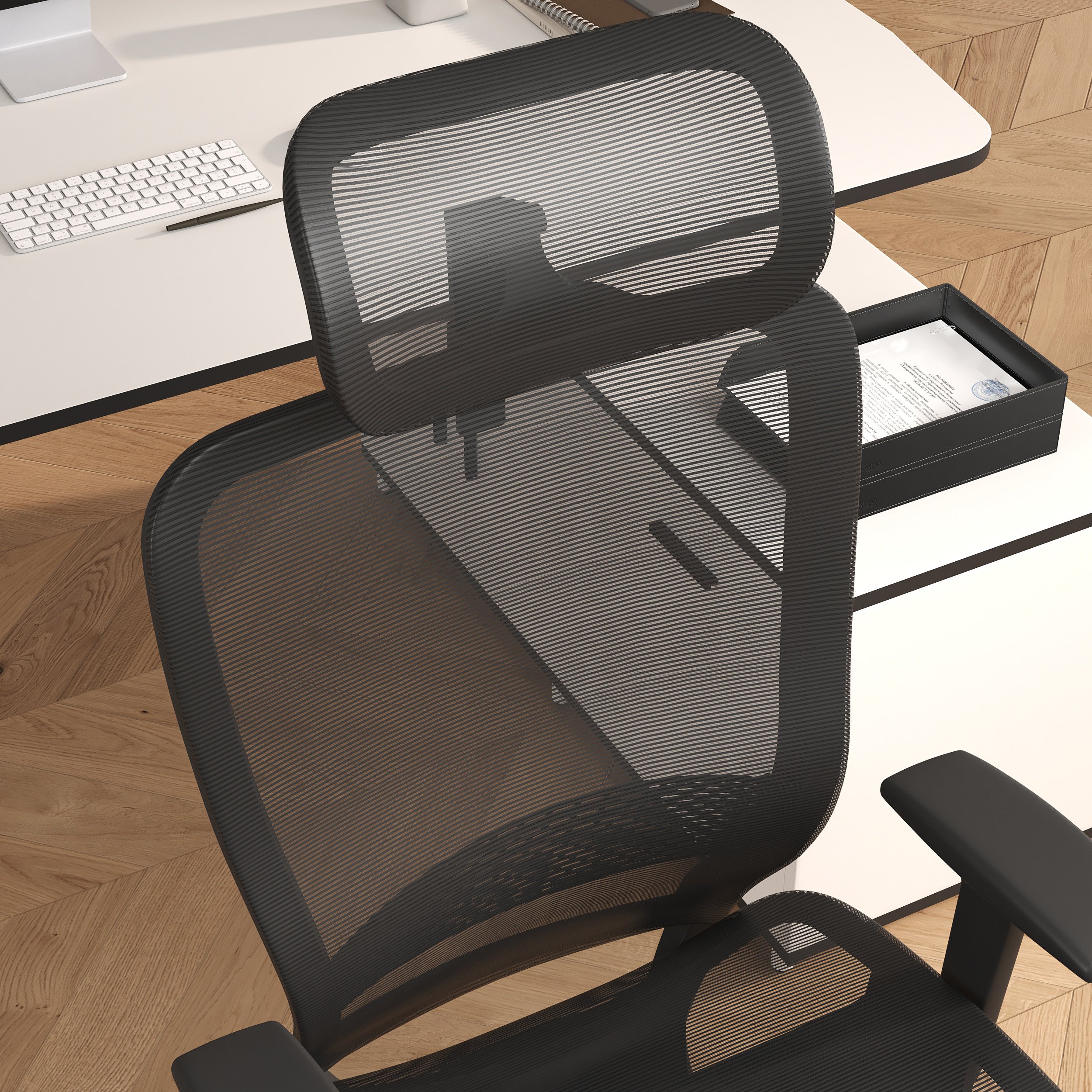 HMR - Ergonomic Adjustable High Back Black Office Desk Chair