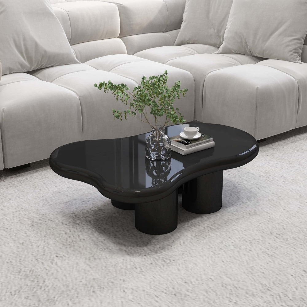 HMR 39" Irregular Cloud-Shaped Abstract Coffee Table - Black