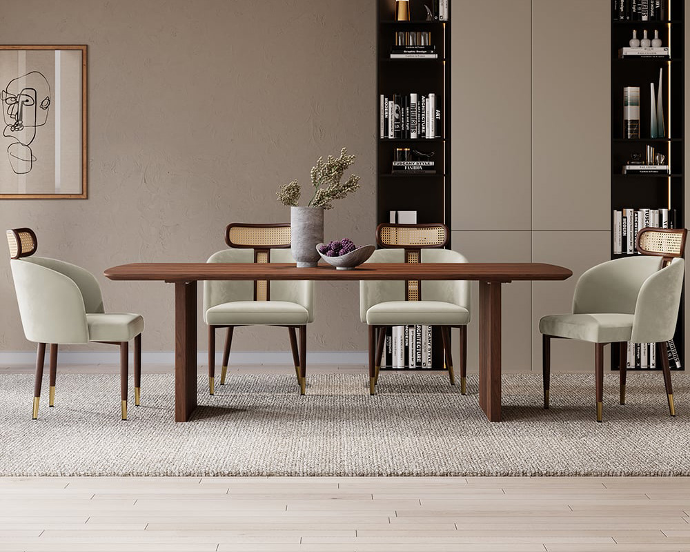 HMR Mid-Century Modern Dining Chairs with Velvet Upholstery (Set of 2) - Off-White
