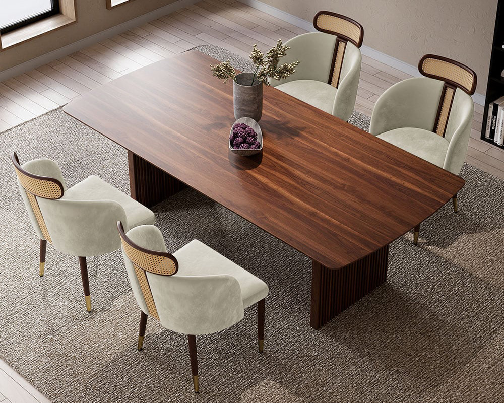 HMR Mid-Century Modern Dining Chairs with Velvet Upholstery (Set of 2) - Off-White