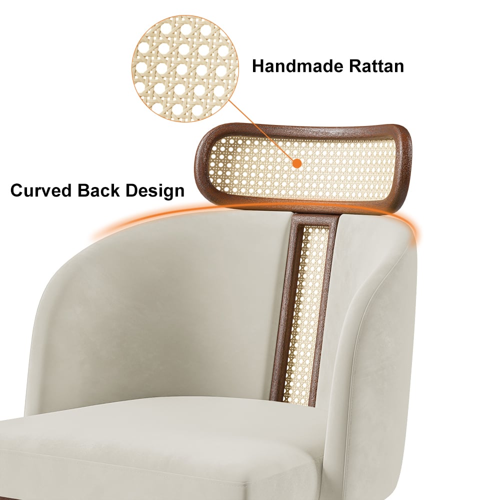 HMR Mid-Century Modern Dining Chairs with Velvet Upholstery (Set of 2) - Off-White
