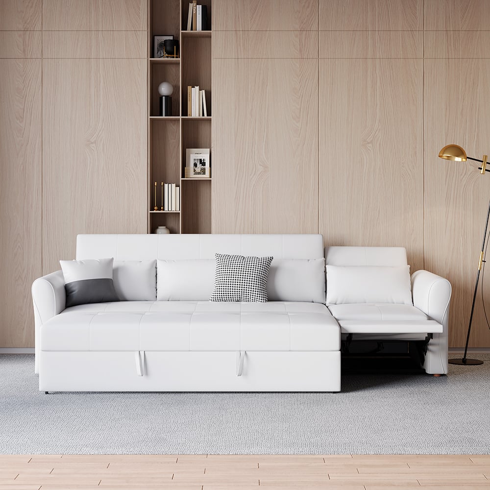 HMR - 109" Leath-aire Reclining Sectional Sofa Bed