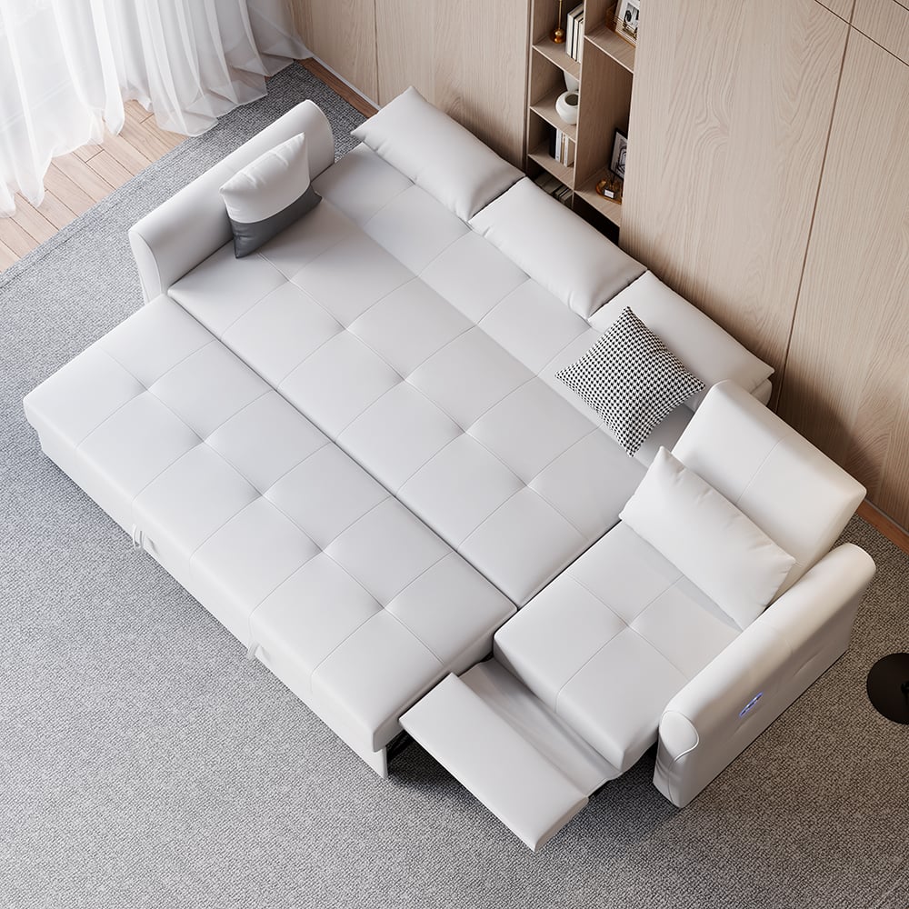HMR - 109" Leath-aire Reclining Sectional Sofa Bed