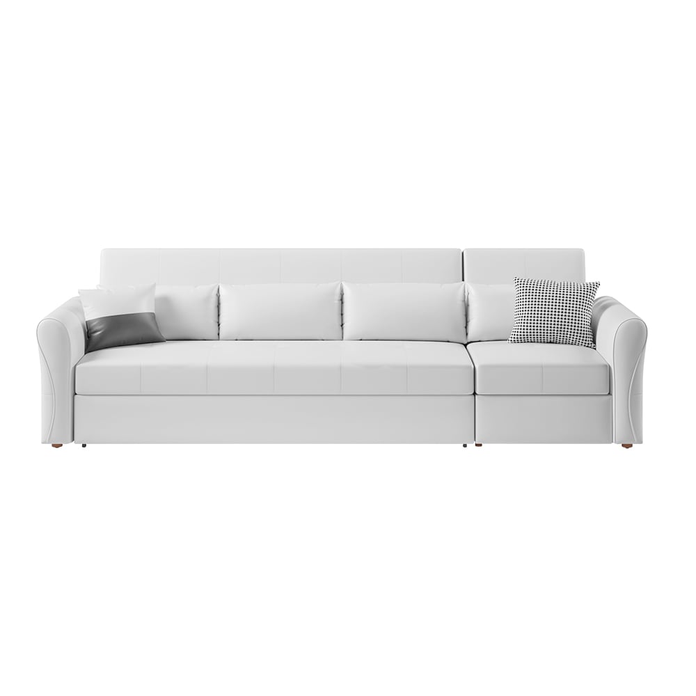 HMR - 109" Leath-aire Reclining Sectional Sofa Bed