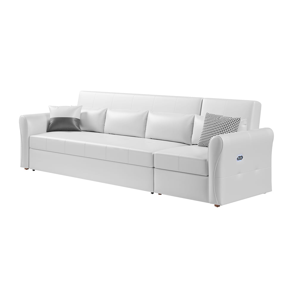 HMR - 109" Leath-aire Reclining Sectional Sofa Bed