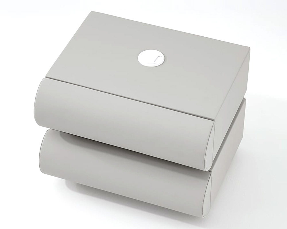 HMR Humply Modern Leather Smart Nightstand with Wireless Charger Drawers - Light Gray, 2-Drawer, Single