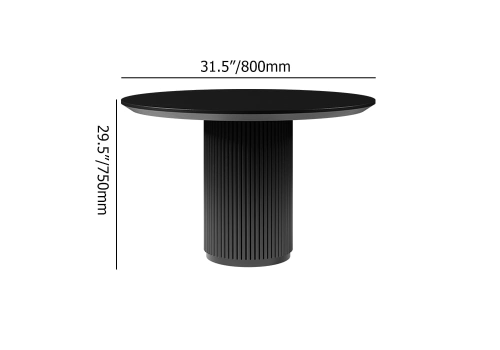 HMR Japandi Style Round Wood Dining Table - Black, 31.5" (Seats 2 People)