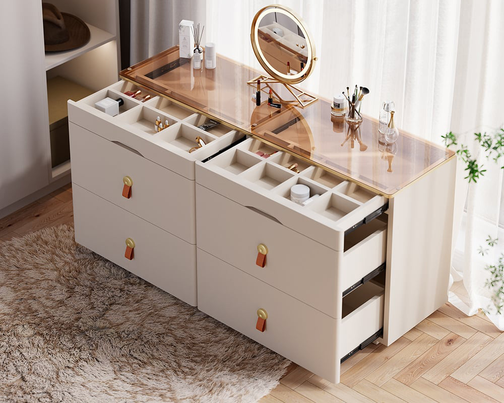 HMR - Chanor 47" Glass Top 6-Drawer Dresser