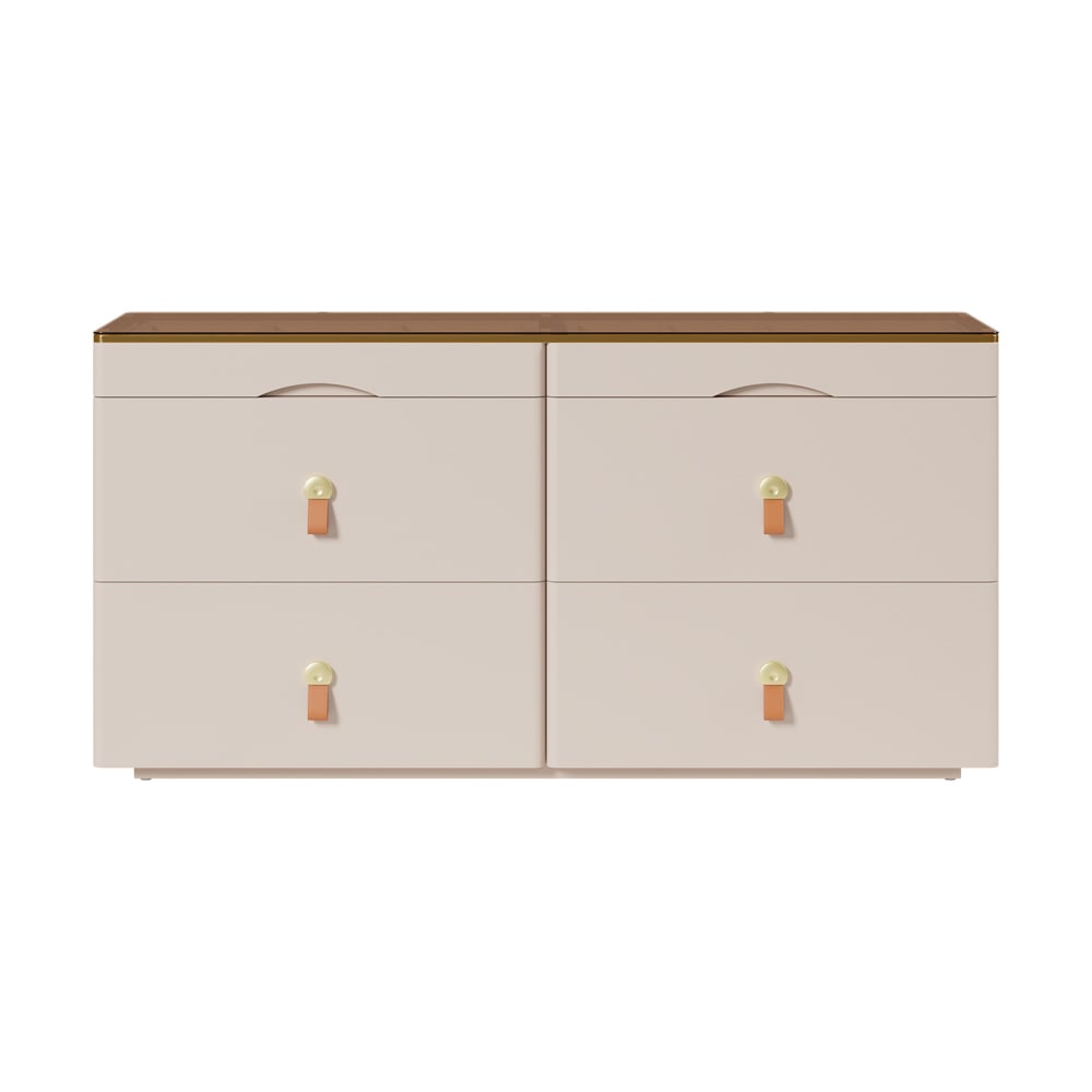 HMR Chanor 47" Glass Top 6-Drawer Dresser - Champagne