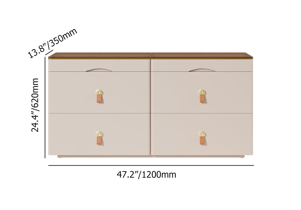 HMR Chanor 47" Glass Top 6-Drawer Dresser - Champagne