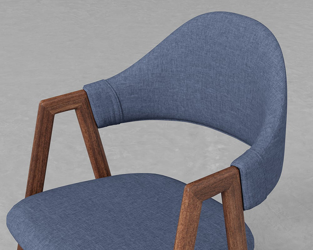 HMR Modern Dining Chairs with Linen Upholstery - Blue, 6-Pieces