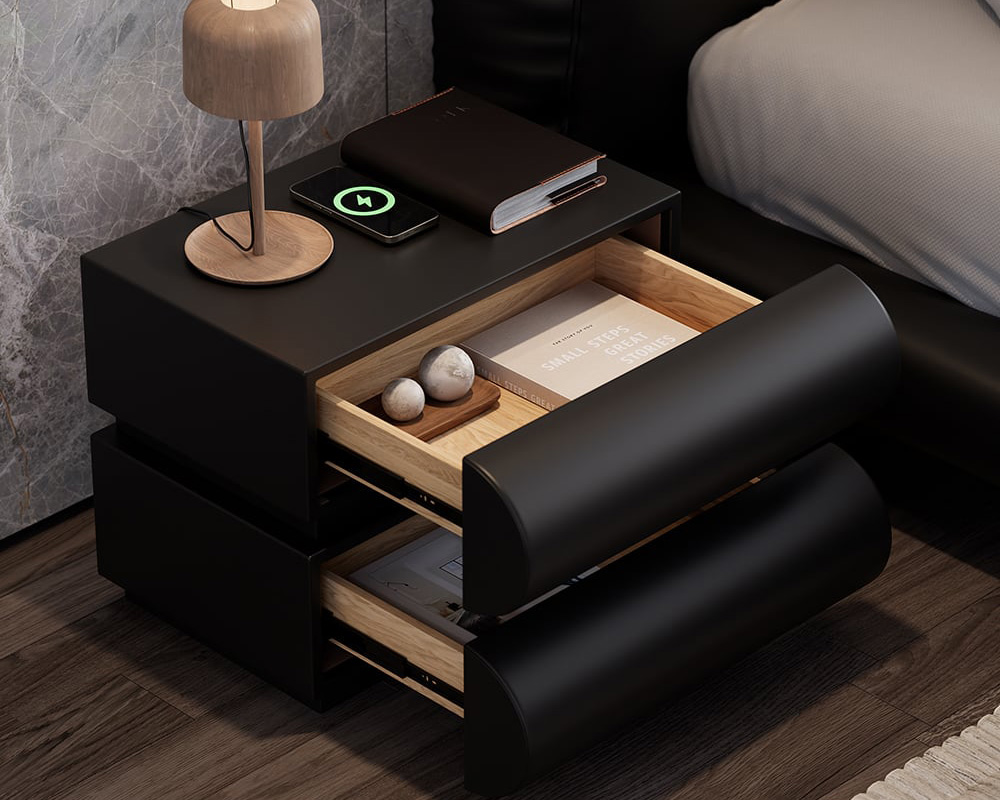 HMR Humply Makeup Vanity Set - Black, With Nightstand, 2 Drawers