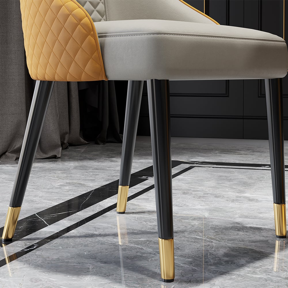 HMR Diamic Series Modern Faux Leather Dining Chairs with Upholstery - Orange, 4-Pieces