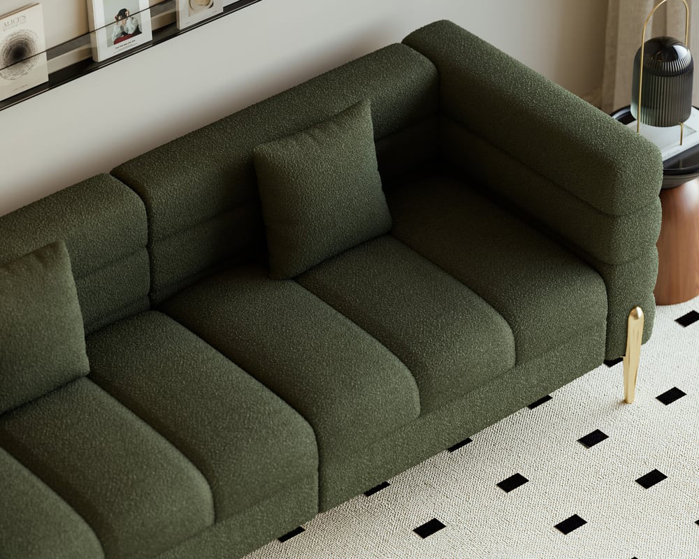 HMR - Aurora 79" Fluted Sofa with Gold Legs & Pillows