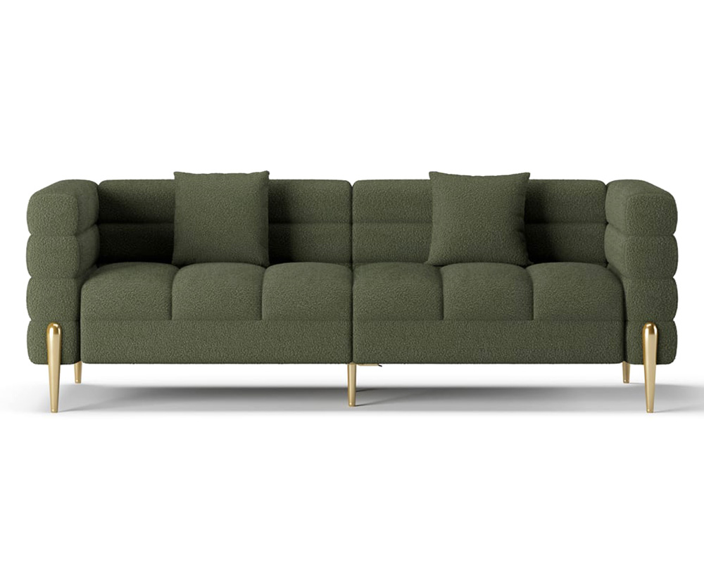 HMR - Aurora 79" Fluted Sofa with Gold Legs & Pillows