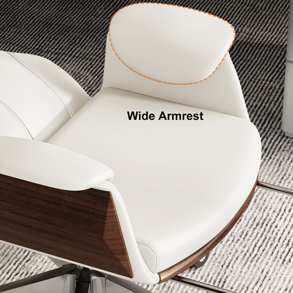 HMR Modern White Computer Desk & Leather Office Desk Chair Set High Back Adjustable - White, 70.9"L x 27.6"W x 29.5"H