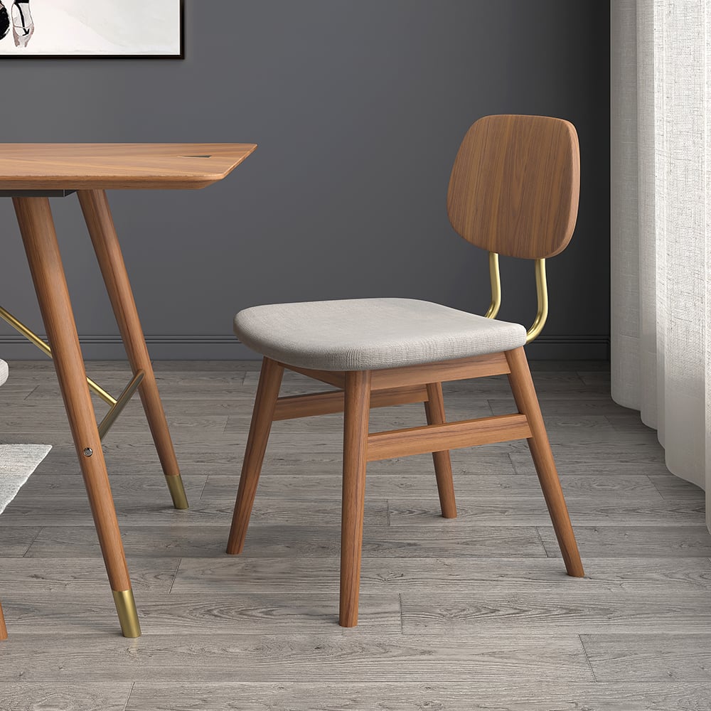 HMR - Capet Series Set of 2 Mid-Century Dining Chairs with Upholstery Gray