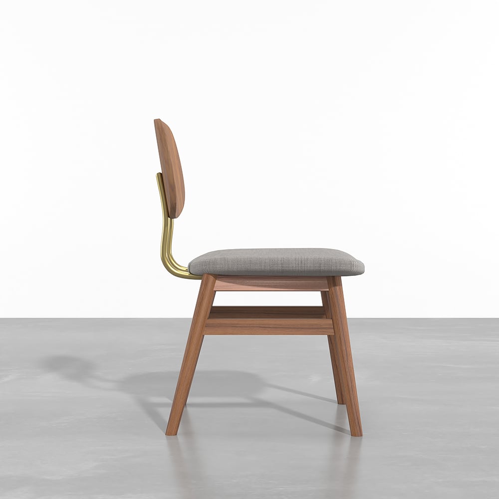 HMR - Capet Series Set of 2 Mid-Century Dining Chairs with Upholstery Gray