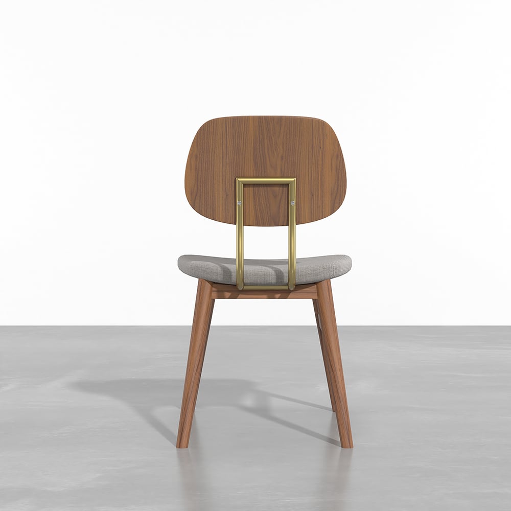 HMR - Capet Series Set of 2 Mid-Century Dining Chairs with Upholstery Gray