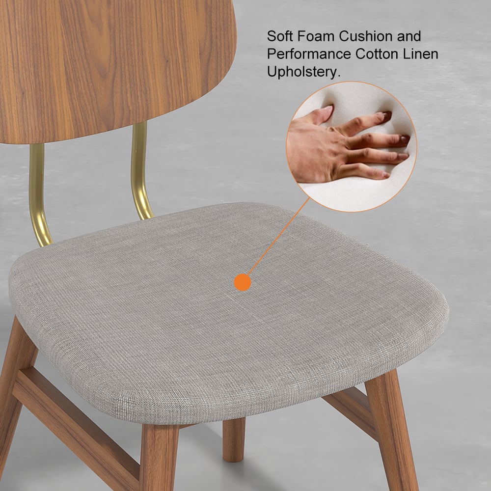 HMR - Capet Series Set of 2 Mid-Century Dining Chairs with Upholstery Gray