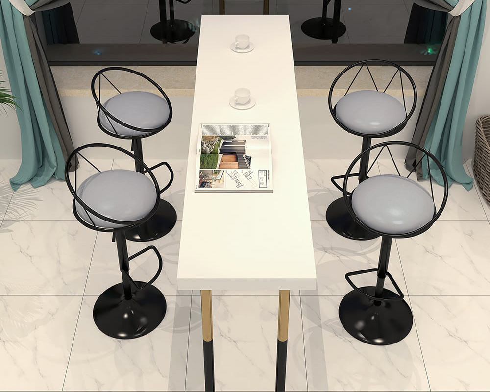 HMR Modern Adjustable Swivel PU Leather Upholstered Counter Stools with (Set of 2) - Gray