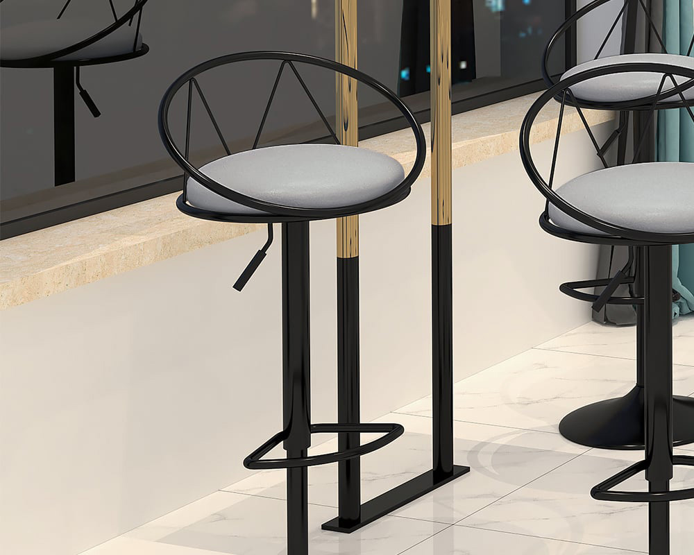 HMR Modern Adjustable Swivel PU Leather Upholstered Counter Stools with (Set of 2) - Gray