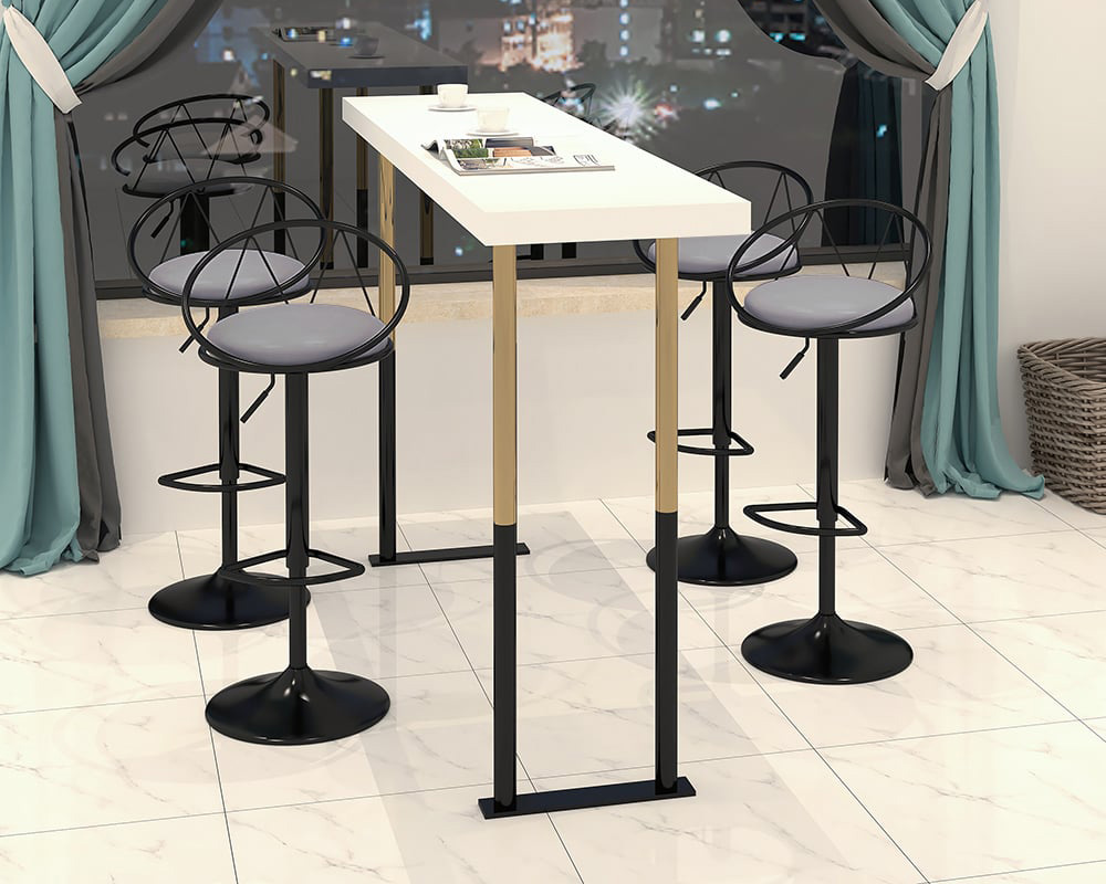 HMR Modern Adjustable Swivel PU Leather Upholstered Counter Stools with (Set of 2) - Gray