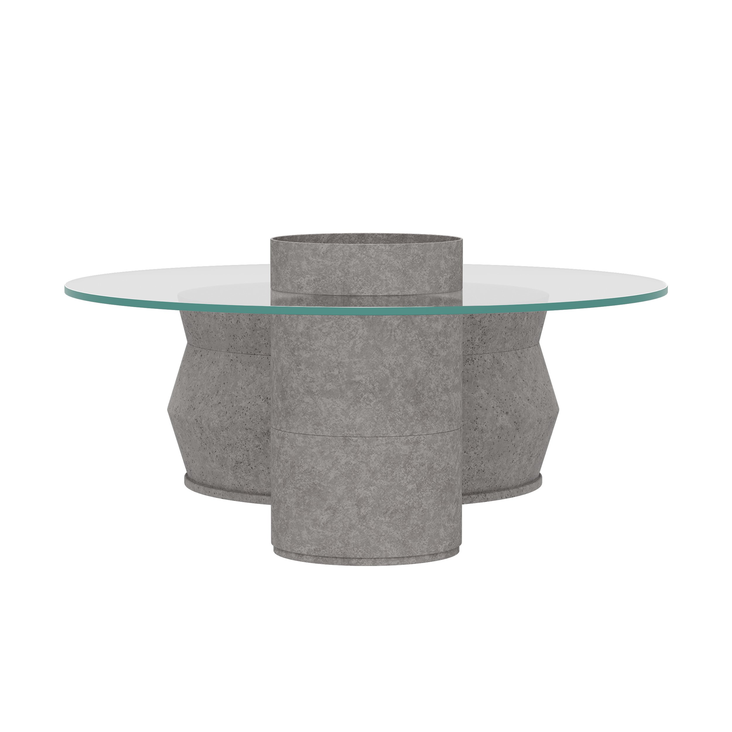 HMR - Set of 2 Round Nesting Coffee Table Set Glass Modern Concrete Gray Drum Coffee Table