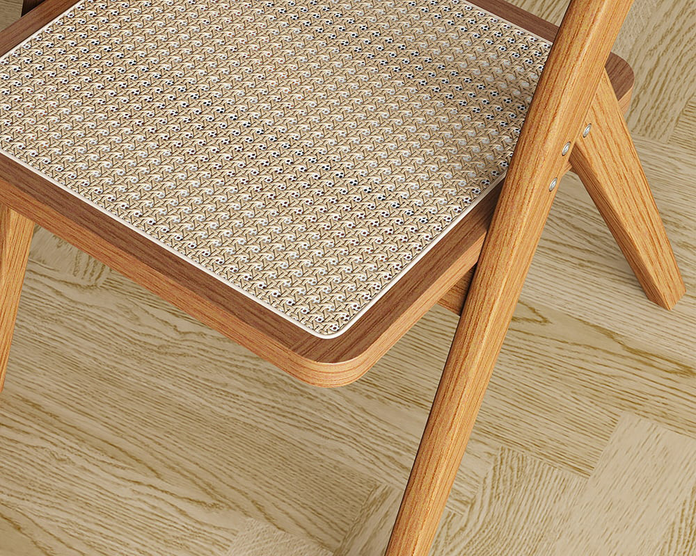 HMR Japandi Folding Solid Wood Natural Dining Chairs - Walnut, 2-Pieces